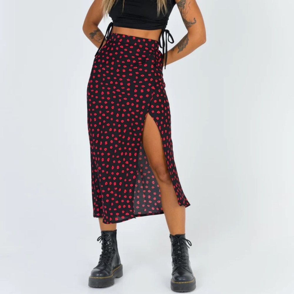 Patterned Midi Skirt